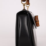 Gucci Vintage 1947 Black Bamboo Turnlock Top Handle