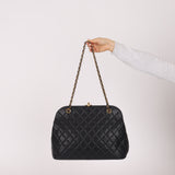 Chanel 1997 Caviar Top Turnlock Kisslock Shoulder Bag 24K GP
