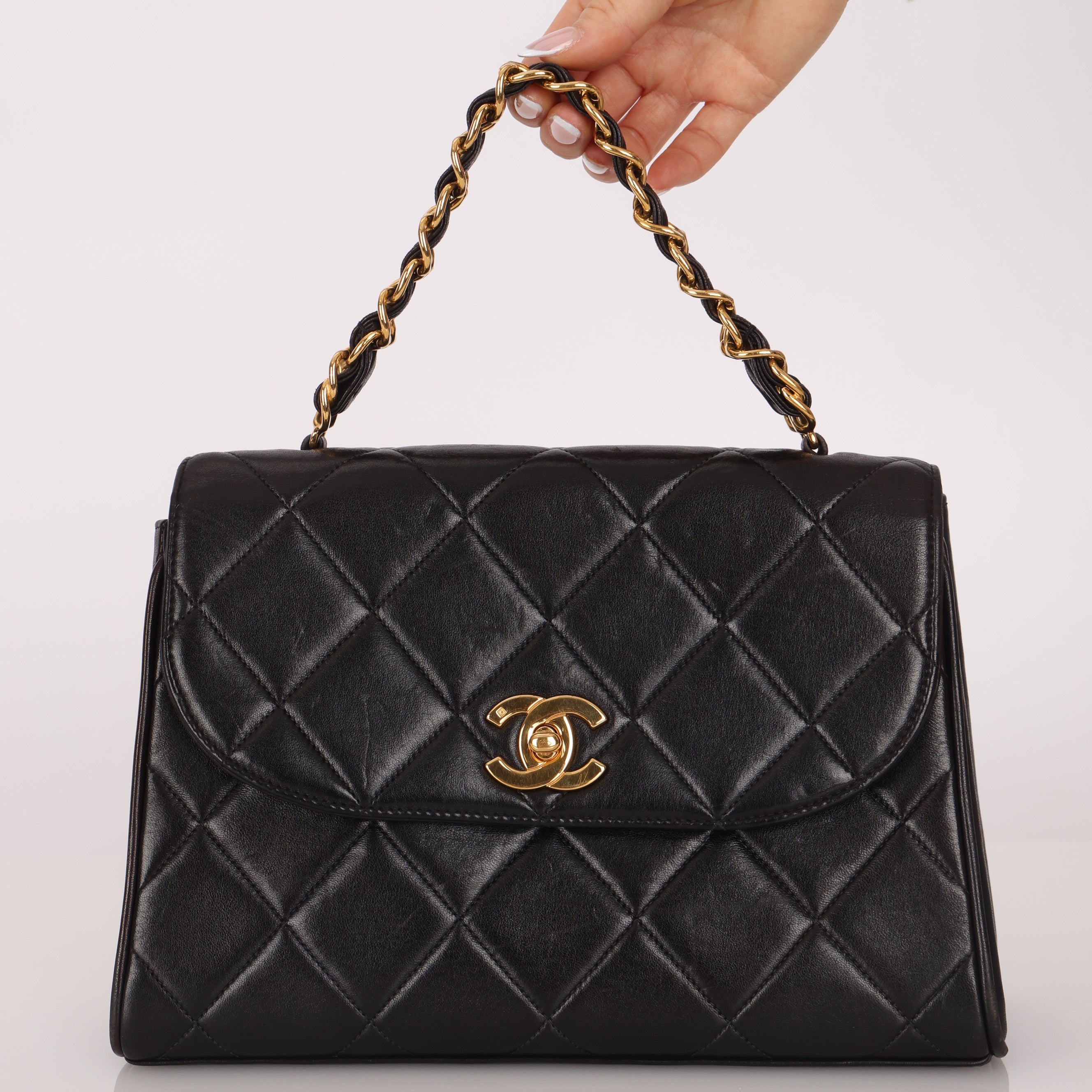 Chanel 1994 Lambskin Kelly Flap Handle Bag 24K GP