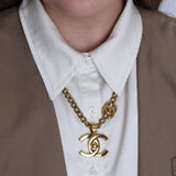 Chanel 1997 Spring Collection Double Turnlock Pendant Necklace