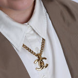 Chanel 1997 Spring Collection Double Turnlock Pendant Necklace