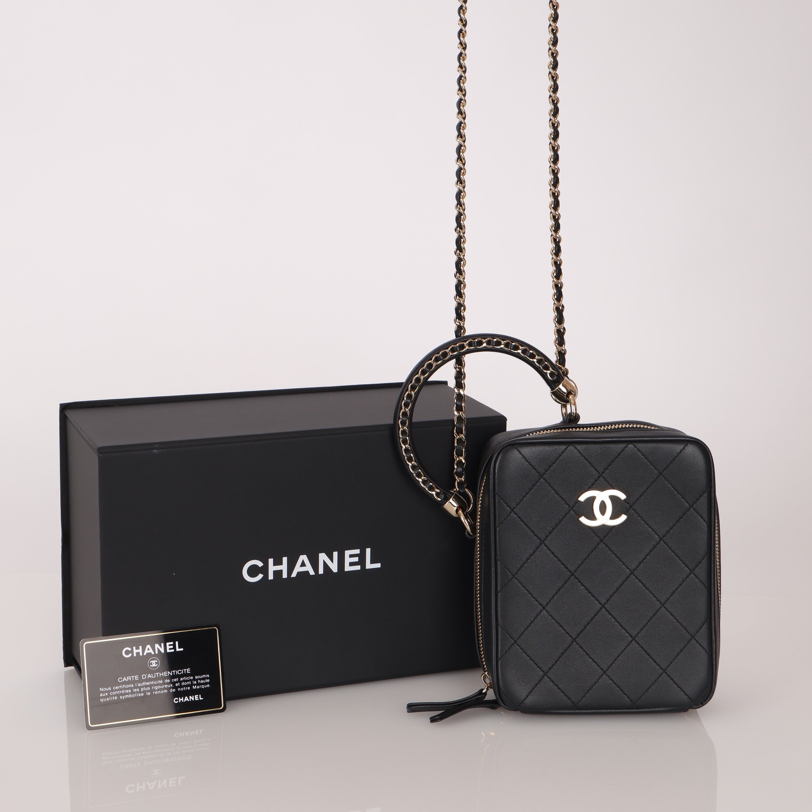 Limited Edition Chanel 2020 Calfskin Stitched Cup Of Tea Handle Bag