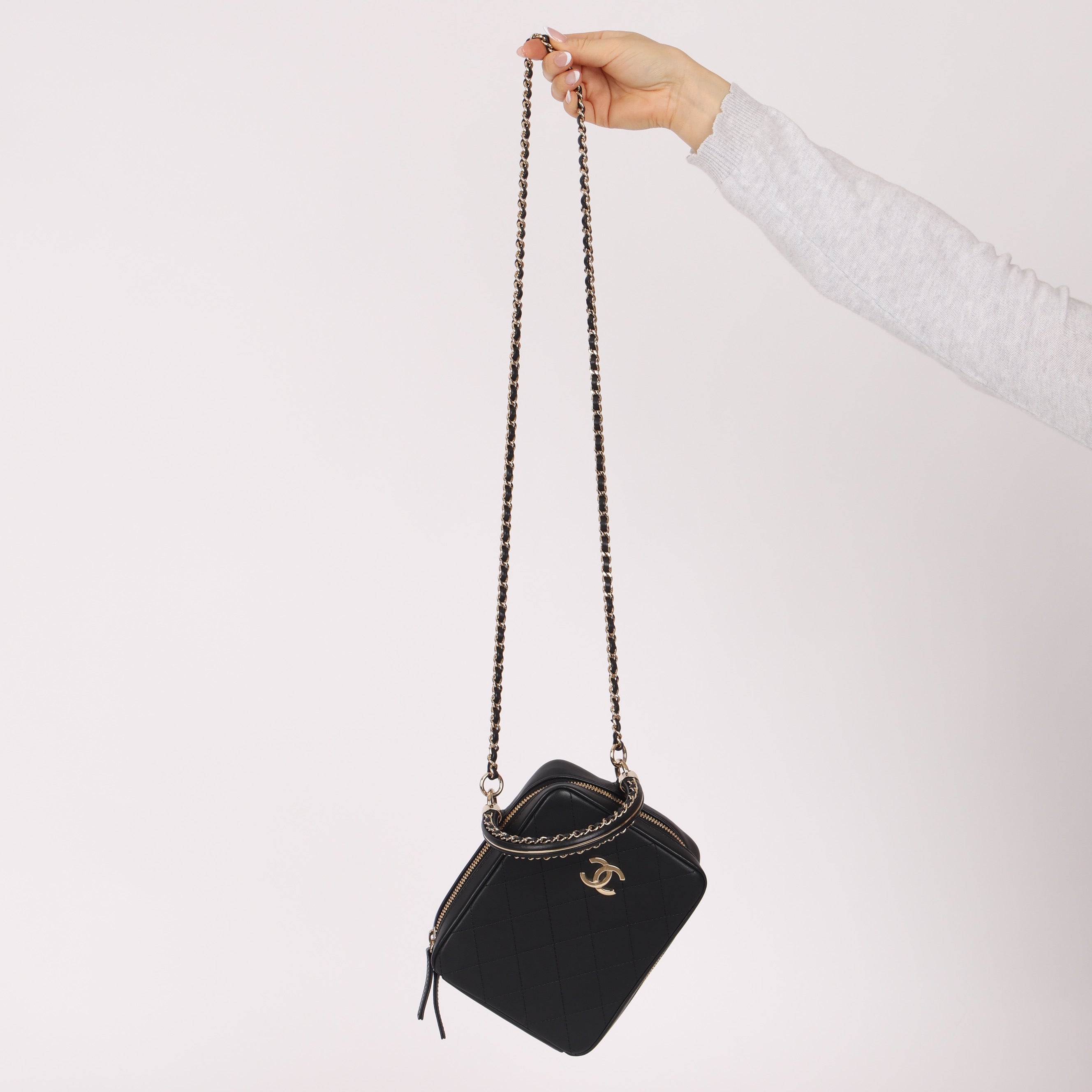 Limited Edition Chanel 2020 Calfskin Stitched Cup Of Tea Handle Bag