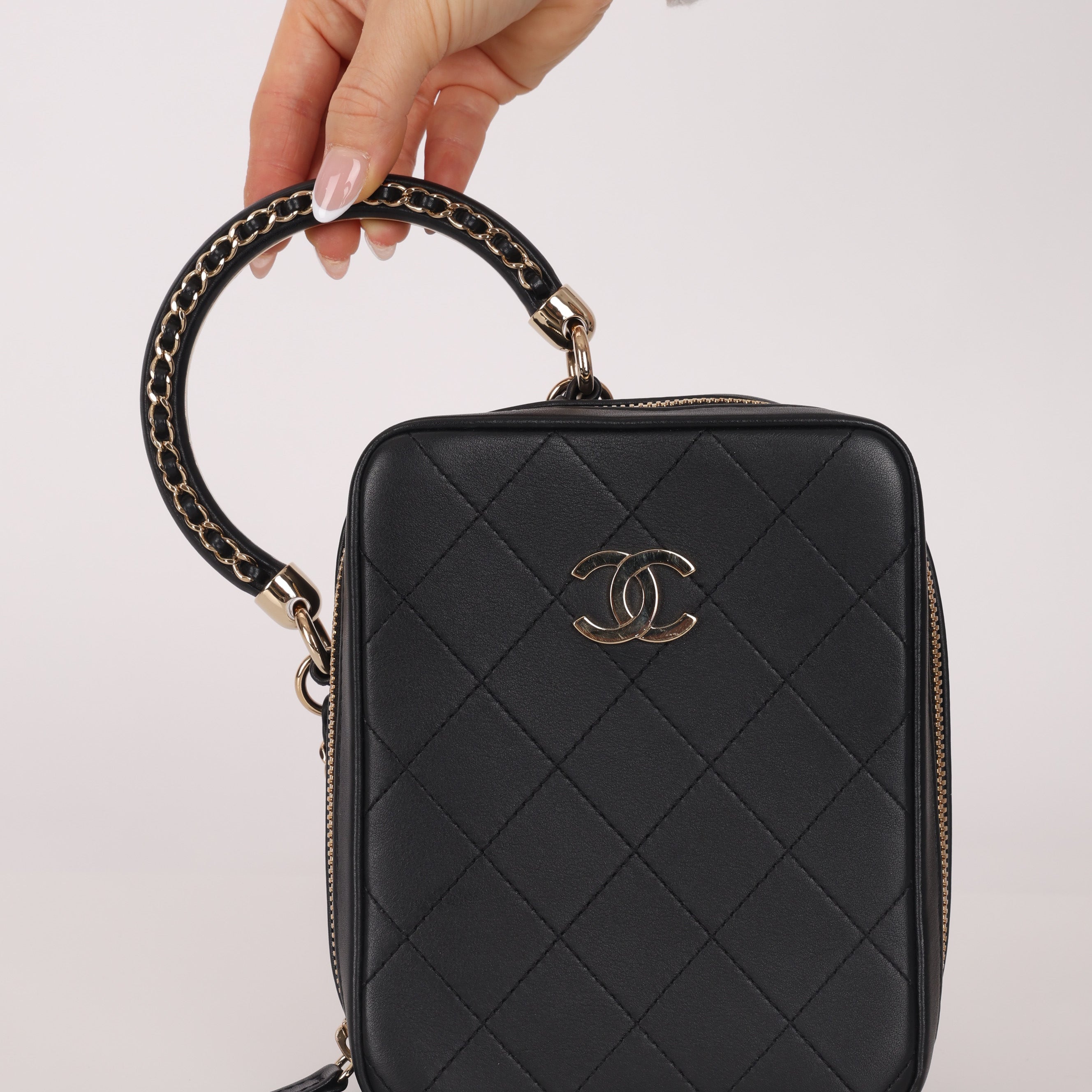 Limited Edition Chanel 2020 Calfskin Stitched Cup Of Tea Handle Bag