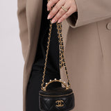 Chanel Lambskin Pearl Top Handle Mini Vanity Crossbody