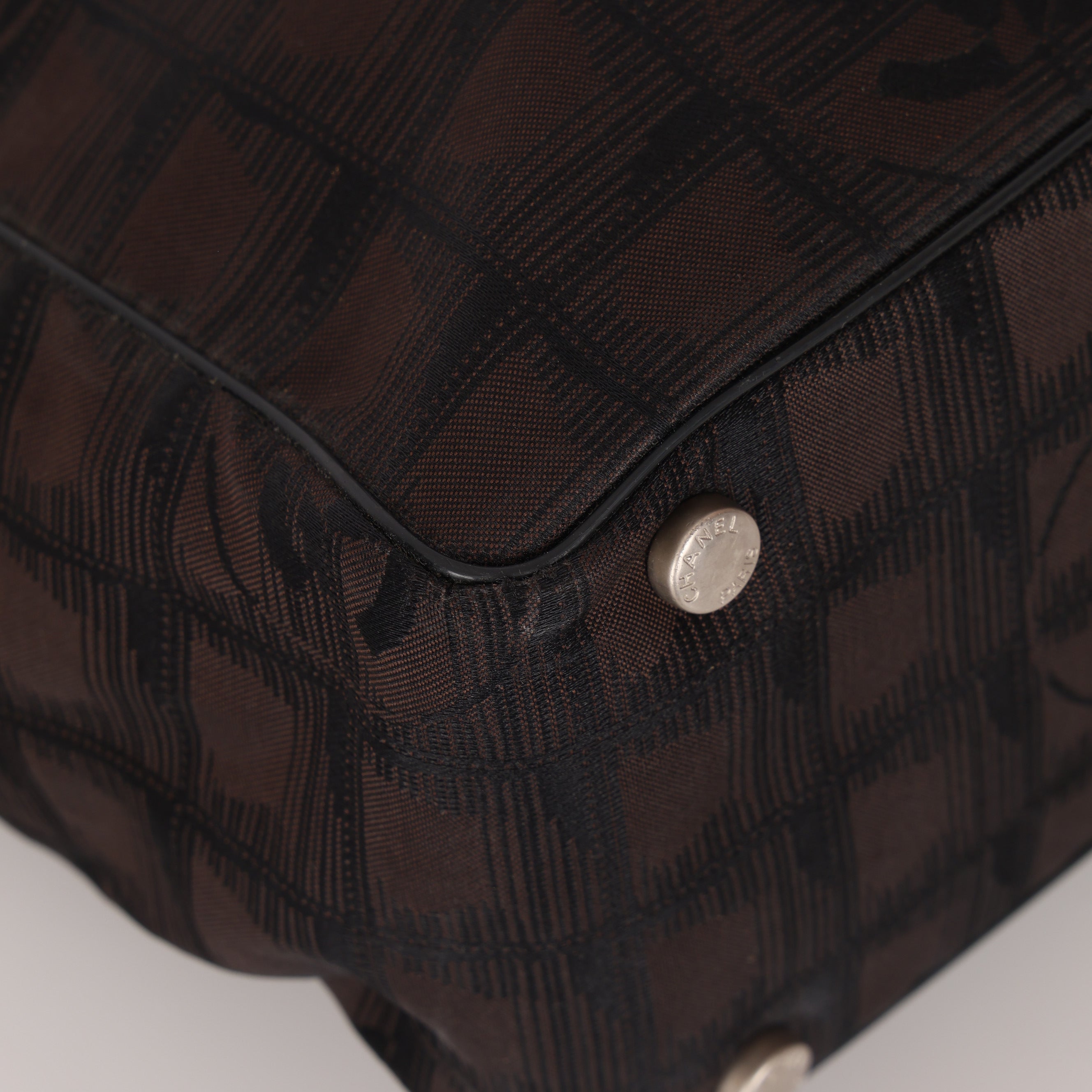 Chanel 2003 Nylon Travel Line Chocolate Bar Tote