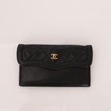 Chanel 1989 Vintage Lambskin Wave Single Flap with Chanel Wallet