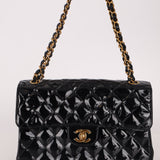 Ultra-Rare Chanel 1996 Patent Medium Single Classic Double Sided Flap Bag 24K GP