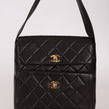 Extremely Rare Chanel 1996 Lambskin Double Turnlock Shoulder Bag