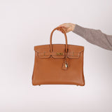 Hermès 1996 Gold Courchevel Retourne Birkin 35 GHW
