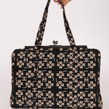 Chanel 1996 Canvas CC Clover Kiss-Lock Shoulder Clutch