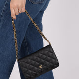 Chanel 2018 Caviar Wallet on Chain
