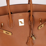 Hermès 1996 Gold Courchevel Retourne Birkin 35 GHW