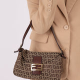 Fendi Zucchino Canvas Mama Baguette GHW