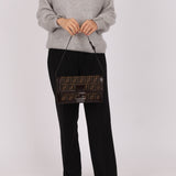 Rare Fendi Zucca Leather-Trimmed Baguette