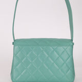 Rare Chanel 1997 Teal Caviar CC Turnlock Envelope Shoulder Kelly
