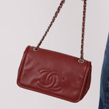 Chanel 2012 Caviar Medium Dark Red Timeless Chain Flap