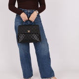 Chanel 2001 Caviar Kelly Turnlock Top Handle 24K GP