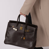 Hermes 2000 Courchevel Chocolate Birkin 35 GHW