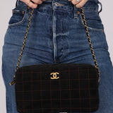 Chanel 2002 Suede Chocolate Bar Camera Bag 24K GP