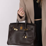 Hermes 2000 Courchevel Chocolate Birkin 35 GHW