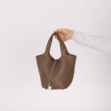 Hermès 2014 Etoupe Clemence Picotin 18 PHW