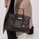 Hermes 2000 Courchevel Chocolate Birkin 35 GHW