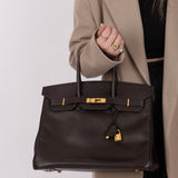 Hermes 2000 Courchevel Chocolate Birkin 35 GHW