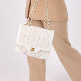 Chanel 2000 Tweed White Half Flap