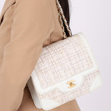 Chanel 2000 Tweed White Half Flap