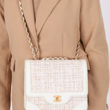 Chanel 2000 Tweed White Half Flap