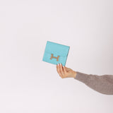 Limited Edition Hermès 2016 Bleu Atoll Tadelakt Karang Lizard Constance Short Wallet