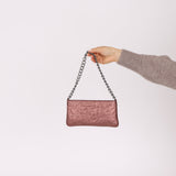 Chanel 2004 Metallic Rose-Gold Camellia Chain Pochette