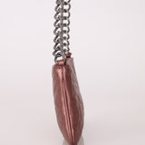 Chanel 2004 Metallic Rose-Gold Camellia Chain Pochette