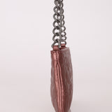Chanel 2004 Metallic Rose-Gold Camellia Chain Pochette