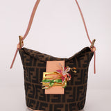 Rare Fendi Zucca Crystal Orchid Bucket Bag