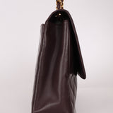 Ultra-Rare Chanel 1991 Dark Bordeaux Lambskin Maxi Double CC Flap Bag 24K GP