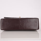Ultra-Rare Chanel 1991 Dark Bordeaux Lambskin Maxi Double CC Flap Bag 24K GP