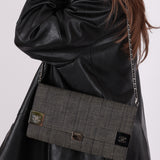 Chanel 2002 Denim Chocolate Bar Clutch on Chain