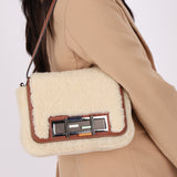 Fendi Shearling Flap Crossbody Bag