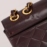 Ultra-Rare Chanel 1991 Dark Bordeaux Lambskin Maxi Double CC Flap Bag 24K GP