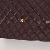 Ultra-Rare Chanel 1991 Dark Bordeaux Lambskin Maxi Double CC Flap Bag 24K GP