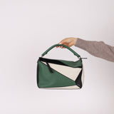 Loewe Tricolor Olive Medium Puzzle Bag