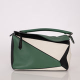 Loewe Tricolor Olive Medium Puzzle Bag