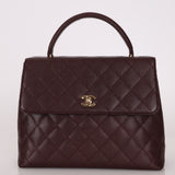 Rare Chanel 2001 Bordeaux Caviar Kelly Top Handle 24K GP