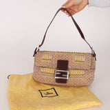 Limited Edition City Exclusive Fendi 2007 Canvas Beaded Baguette