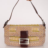 Limited Edition City Exclusive Fendi 2007 Canvas Beaded Baguette