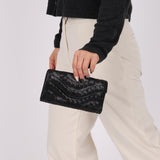 Bottega Veneta Black Woven Long Wallet with Chain