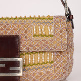Limited Edition City Exclusive Fendi 2007 Canvas Beaded Baguette