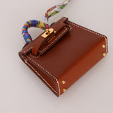 Hermès 2021 Gold Tadelakt Micro Kelly Twilly Bag Charm GHW